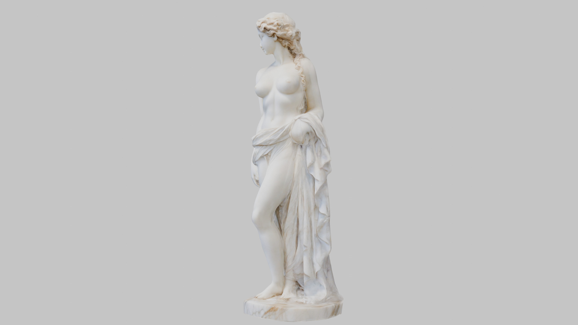 Vintage Marble Statue Figure Roman Goddess Low-poly 3D model_6