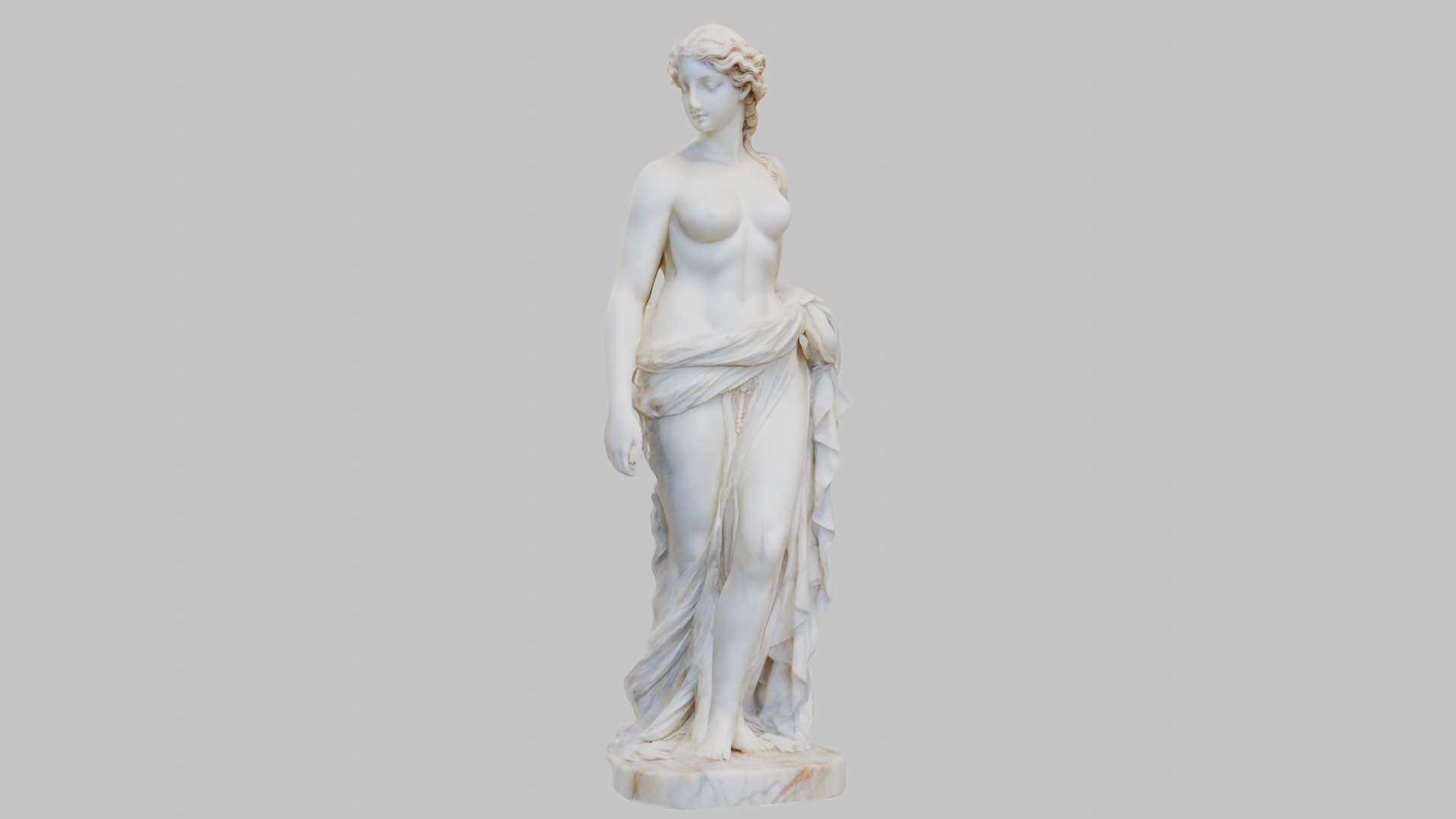 Vintage Marble Statue Figure Roman Goddess Low-poly 3D model_8