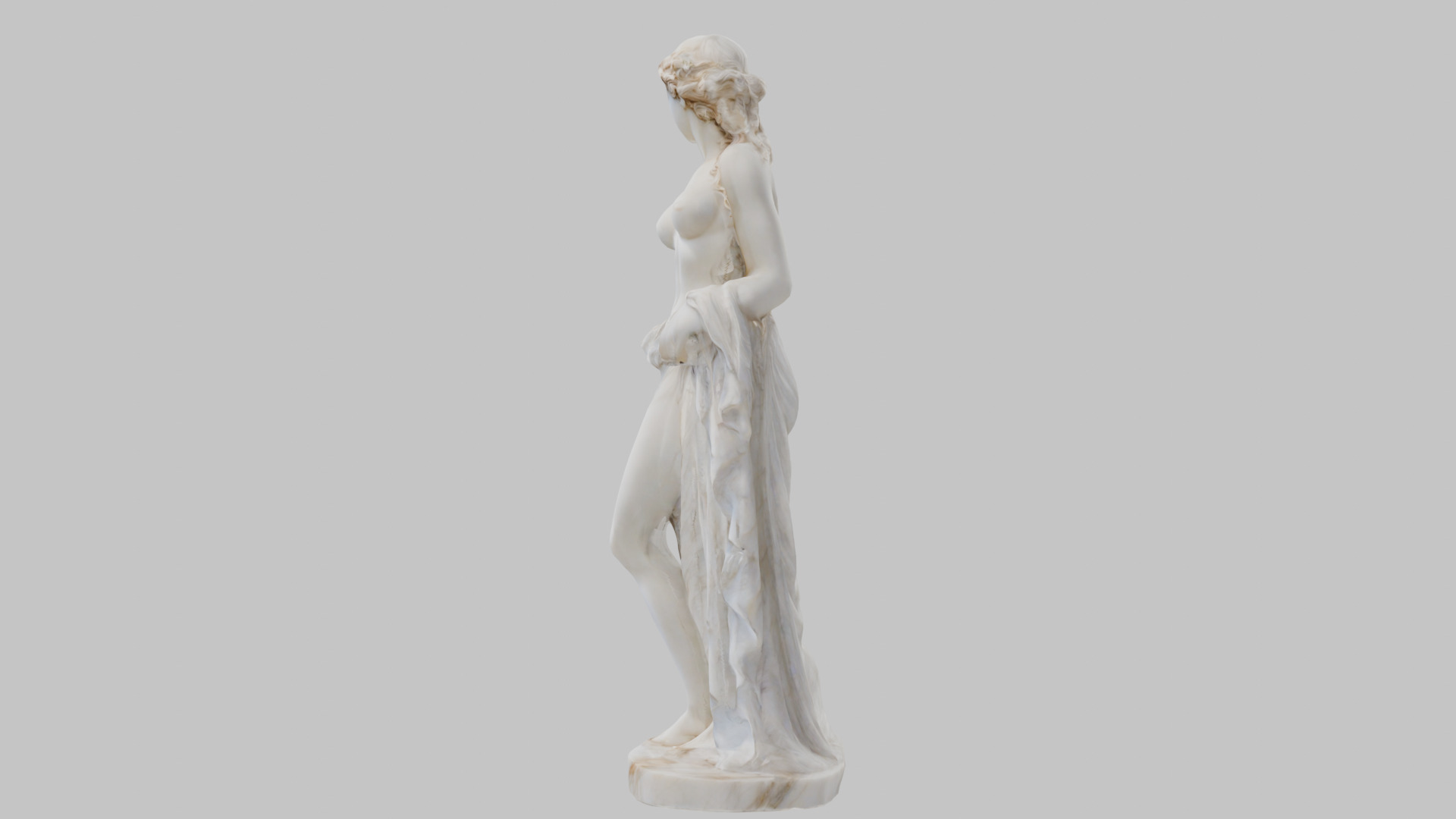 Vintage Marble Statue Figure Roman Goddess Low-poly 3D model_4
