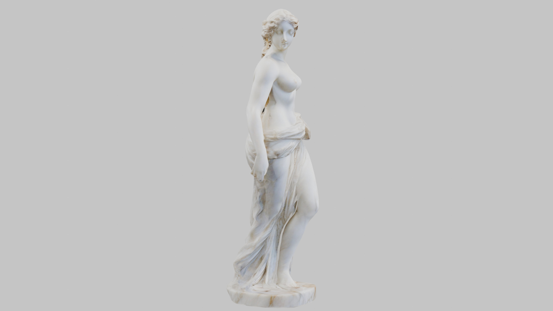 Vintage Marble Statue Figure Roman Goddess Low-poly 3D model_10