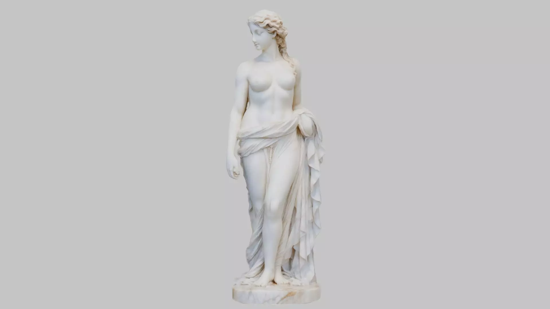 Vintage Marble Statue Figure Roman Goddess Low-poly 3D model_0