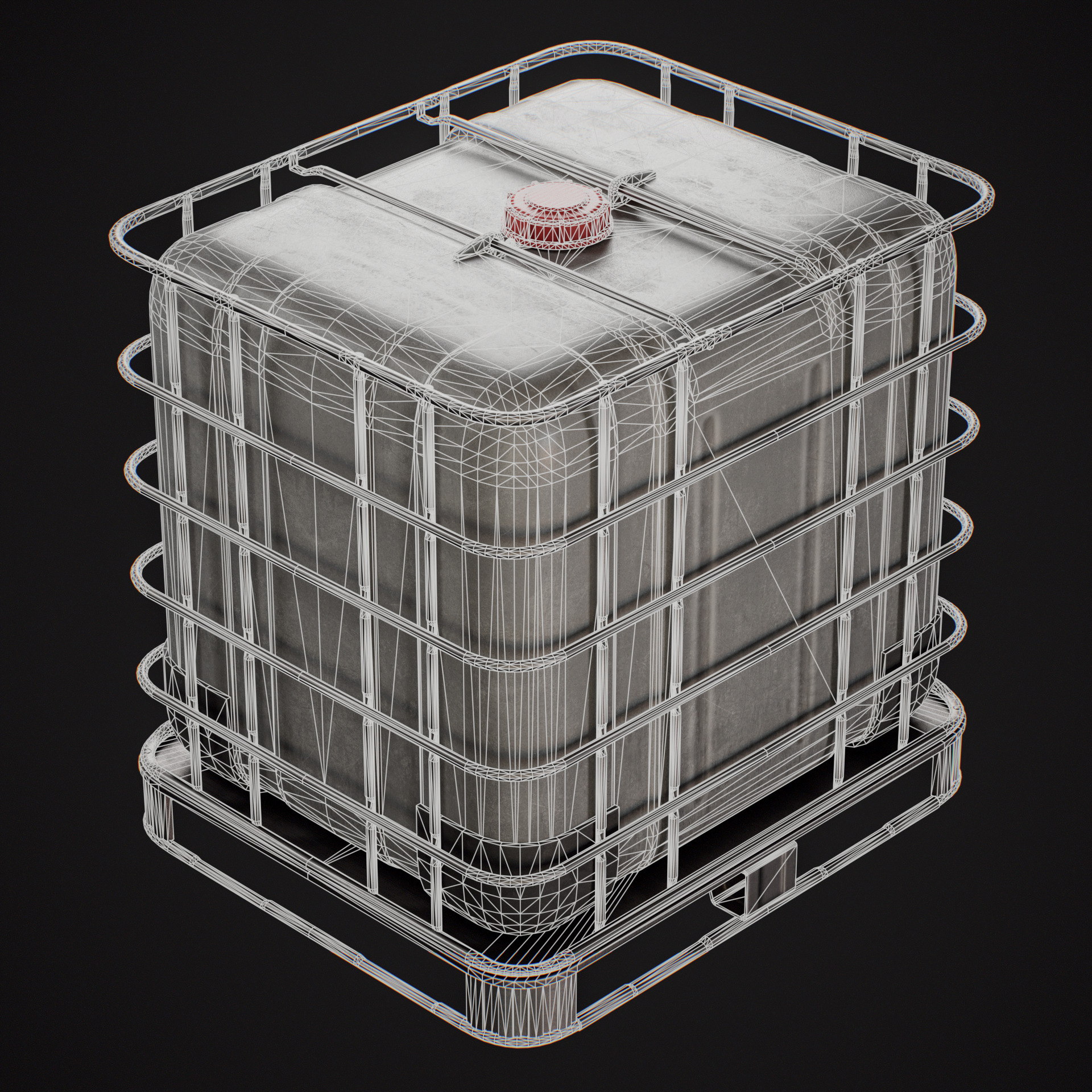 IBC Water Tank Low-poly 3D model_7
