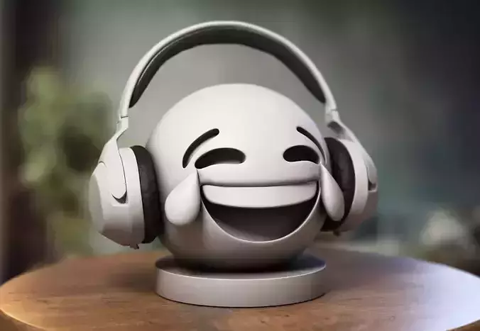 Emoji Face with Tears of Joy  Emoji Headphone Stand 3D print model