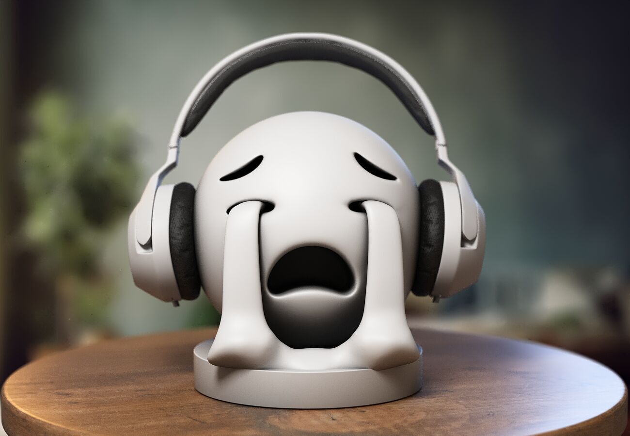 Emoji loudly crying face Emoji Headphone Stand 3D print model_1