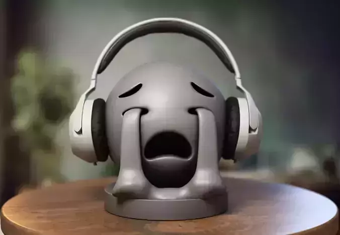 Emoji loudly crying face Emoji Headphone Stand 3D print model