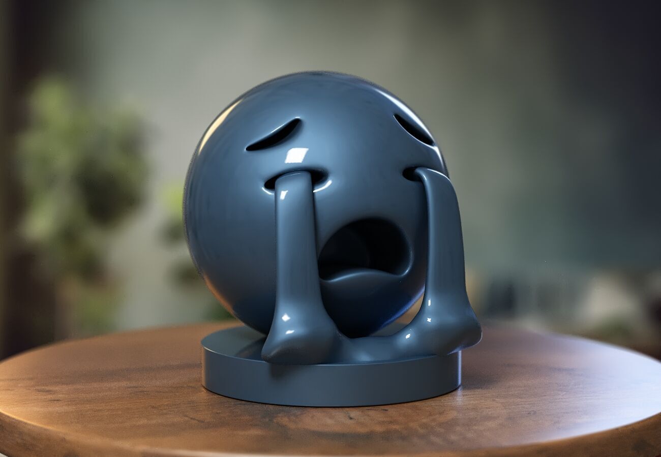 Emoji loudly crying face Emoji Headphone Stand 3D print model_4