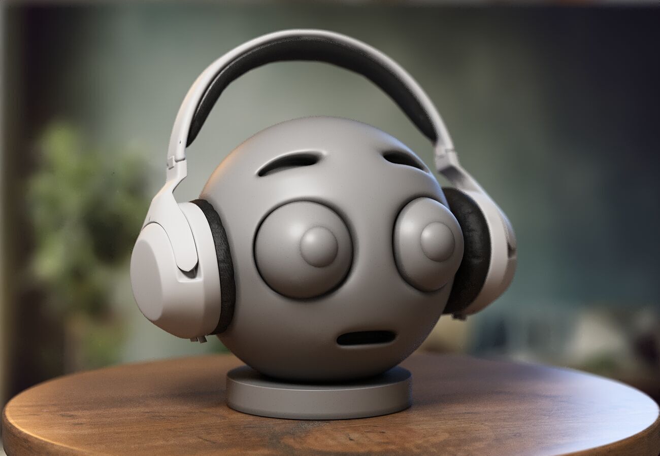 Emoji Flushed Face Emoji Headphone Stand 3D print model_5