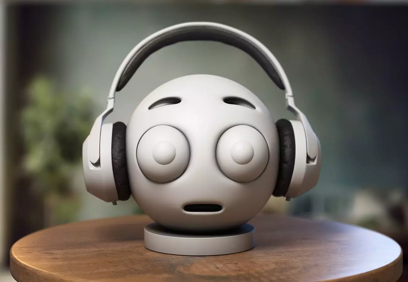 Emoji Flushed Face Emoji Headphone Stand 3D print model_0