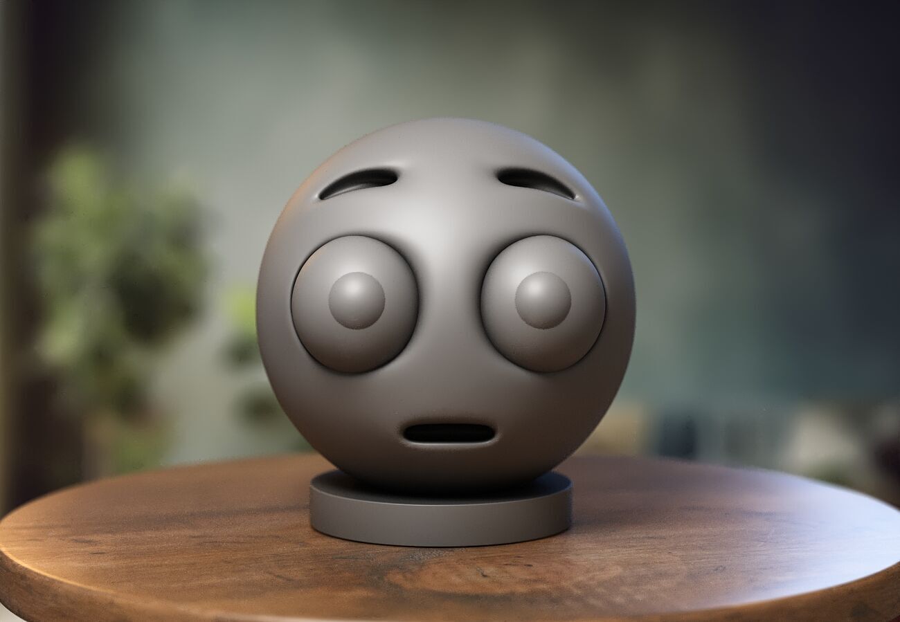 Emoji Flushed Face Emoji Headphone Stand 3D print model_3