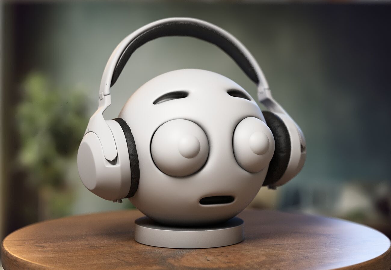 Emoji Flushed Face Emoji Headphone Stand 3D print model_4