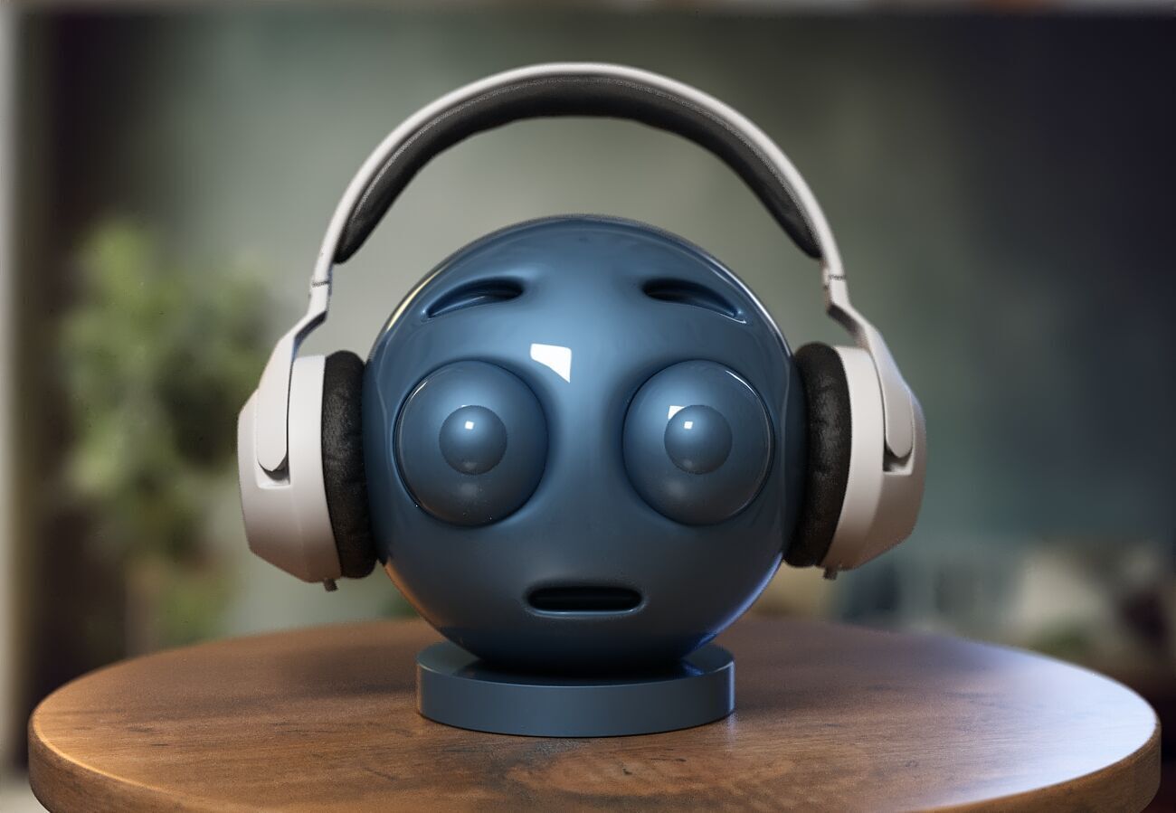 Emoji Flushed Face Emoji Headphone Stand 3D print model_2