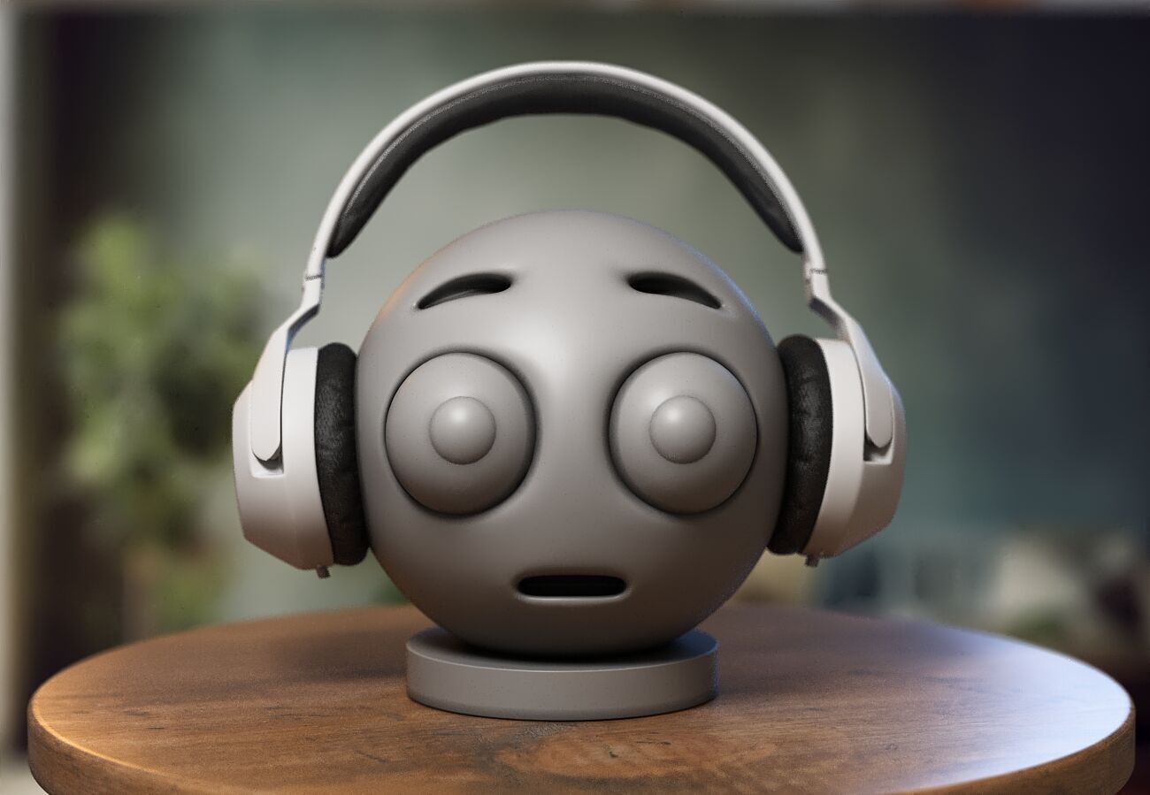 Emoji Flushed Face Emoji Headphone Stand 3D print model_1