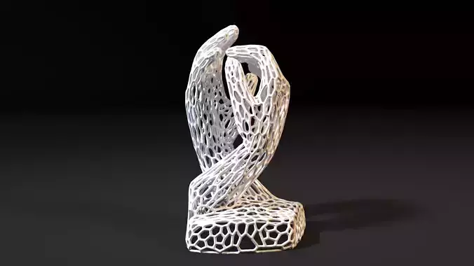 Sculpture two hands by Auguste Rodin Voronoi 3D print model