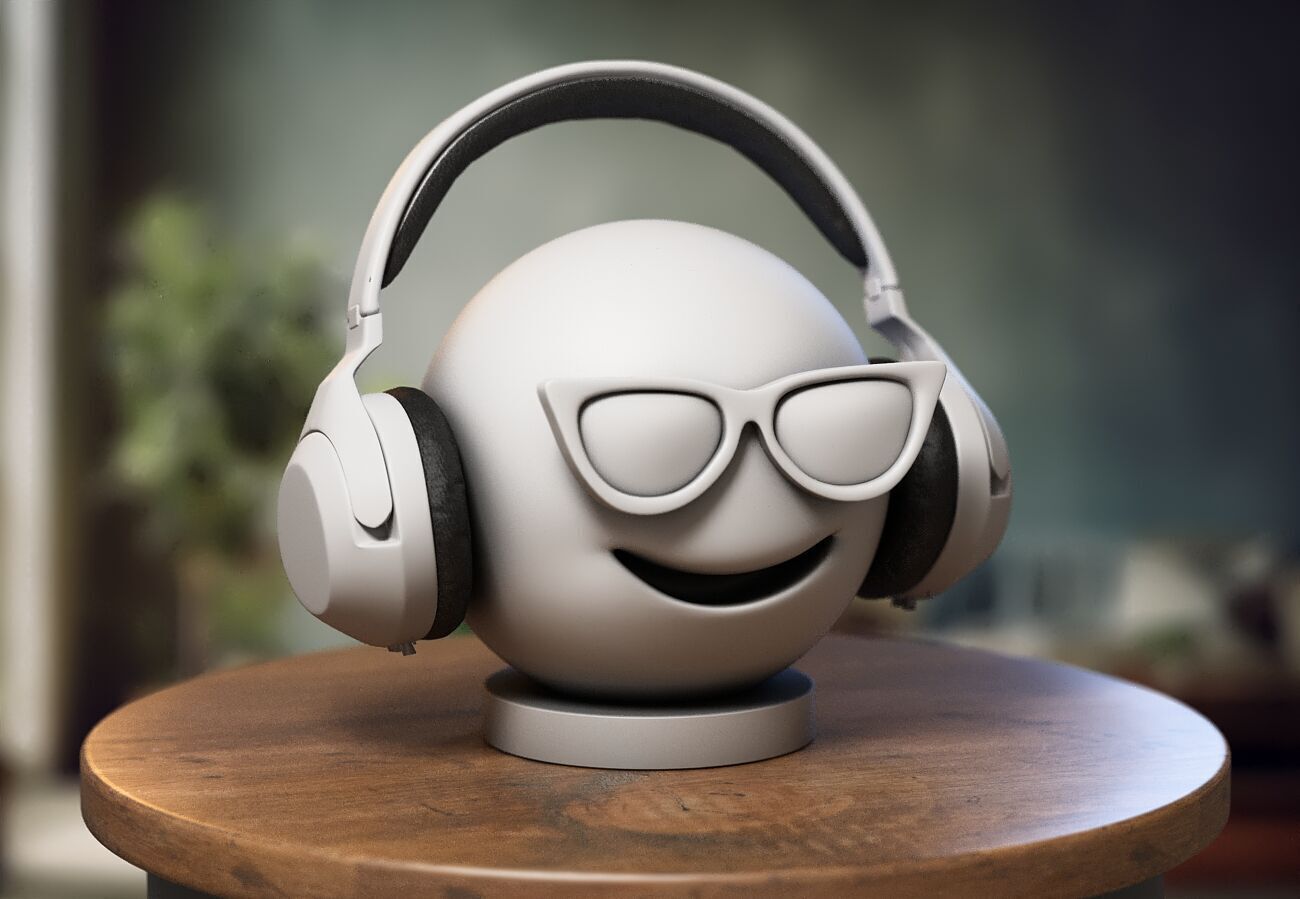 Emoji smiling face with sunglasses Emoji Headphone Stand 3D print model_2