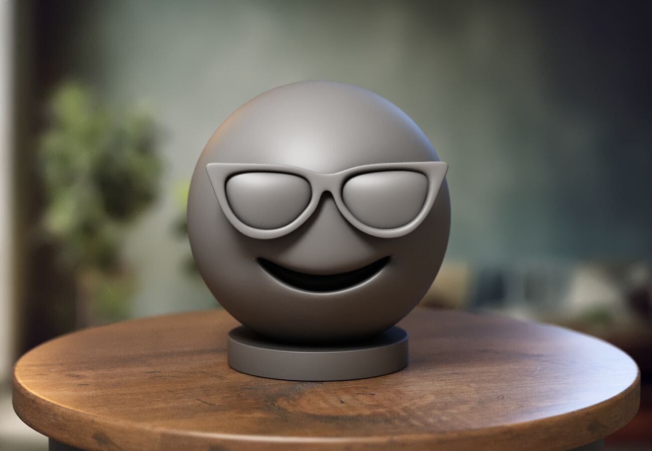 Emoji smiling face with sunglasses Emoji Headphone Stand 3D print model_4