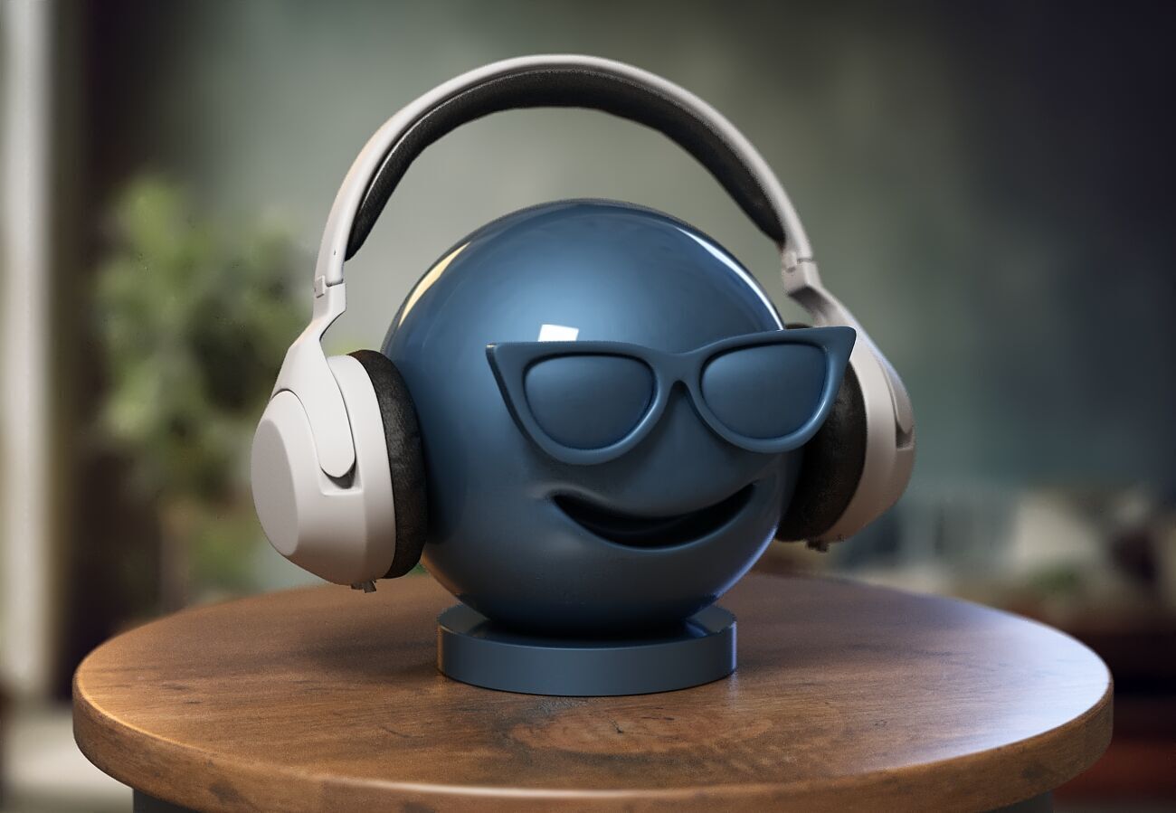 Emoji smiling face with sunglasses Emoji Headphone Stand 3D print model_5