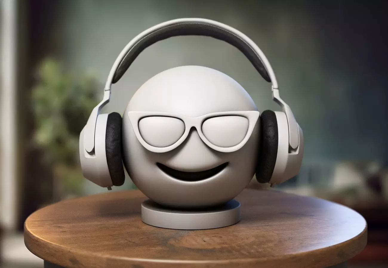 Emoji smiling face with sunglasses Emoji Headphone Stand 3D print model_0