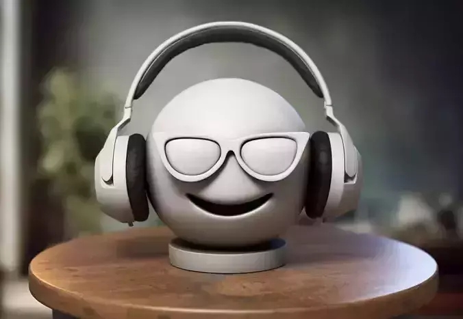 Emoji smiling face with sunglasses Emoji Headphone Stand
