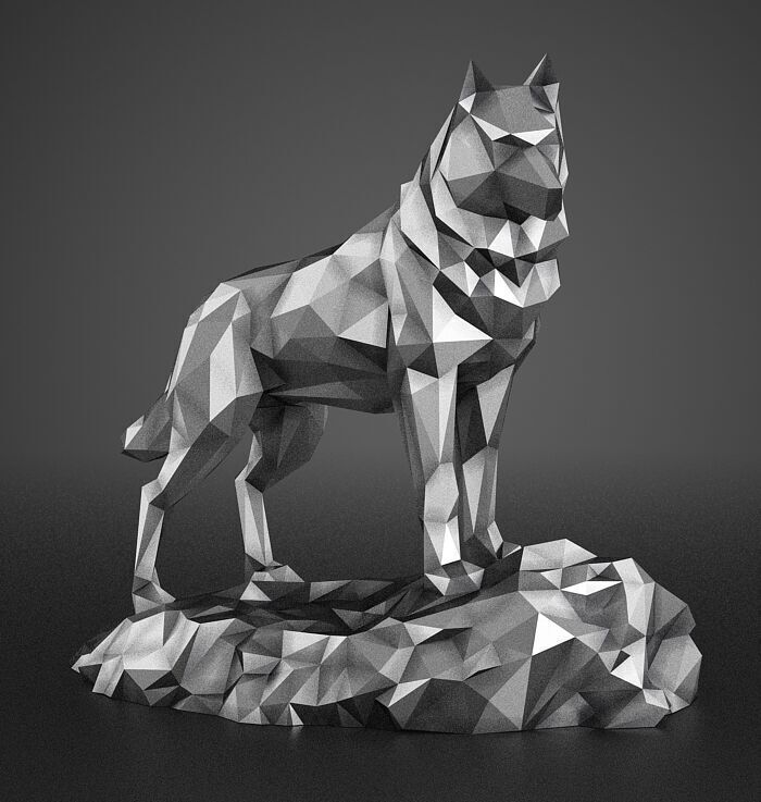 Wolf Wolf bust Wolf low-poly Wolf 3d print model 3D print model_2