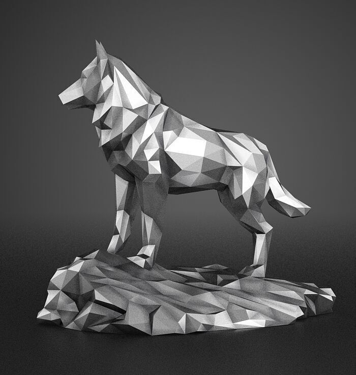 Wolf Wolf bust Wolf low-poly Wolf 3d print model 3D print model_4