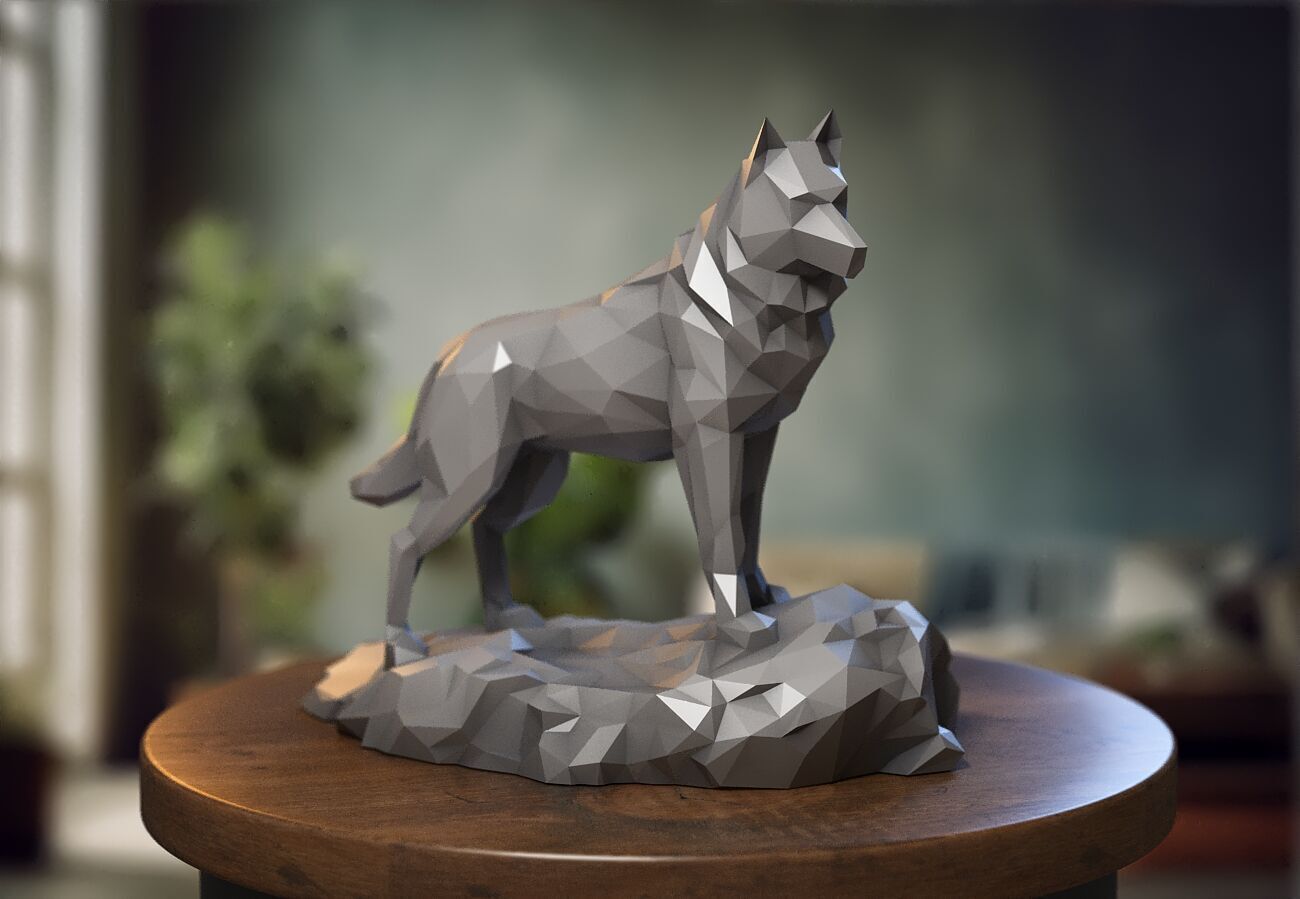 Wolf Wolf bust Wolf low-poly Wolf 3d print model 3D print model_1