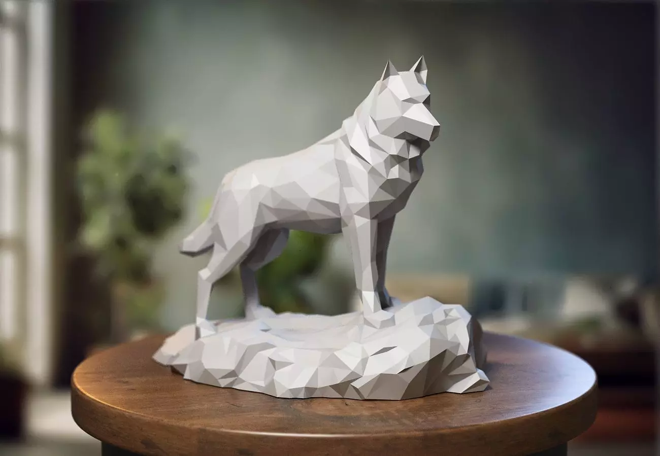 Wolf Wolf bust Wolf low-poly Wolf 3d print model 3D print model_0