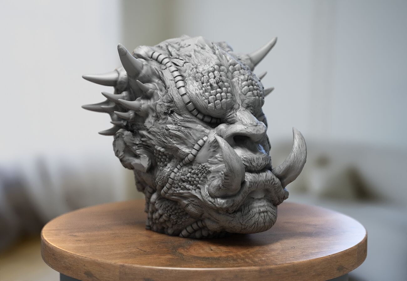 Robot demon Headphone Stand Demon headphone stand 3D print model_3