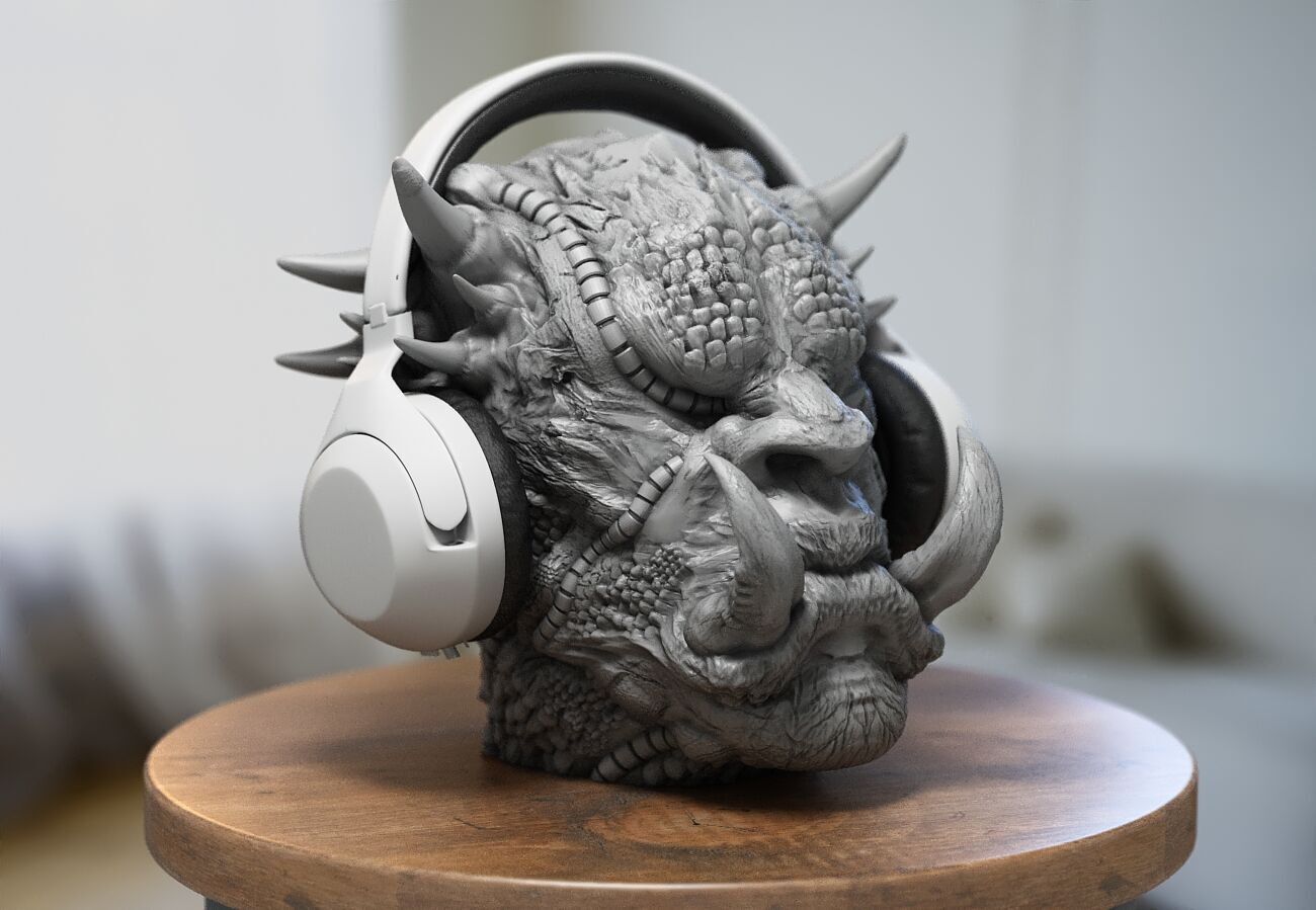 Robot demon Headphone Stand Demon headphone stand 3D print model_1
