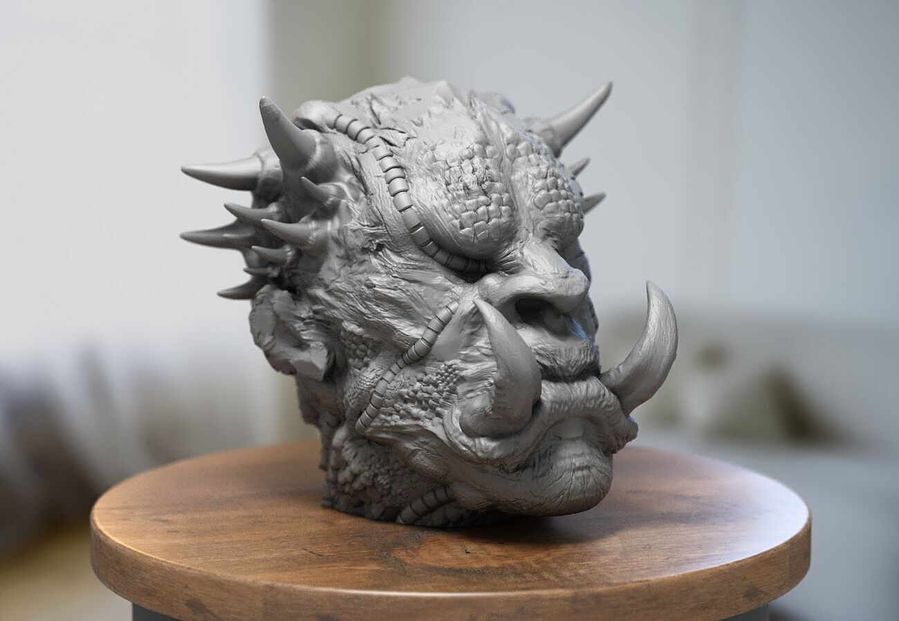 Robot demon Headphone Stand Demon headphone stand 3D print model_5