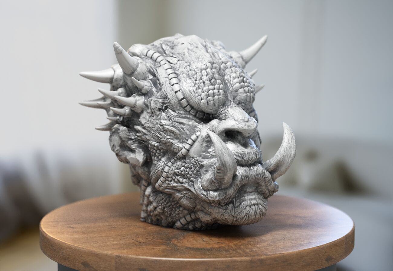 Robot demon Headphone Stand Demon headphone stand 3D print model_4