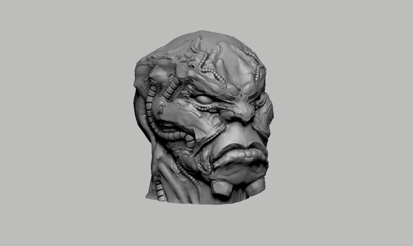 Robot deamon Headphone Stand Skull demon robot Cyborg Headset  3D print model_7