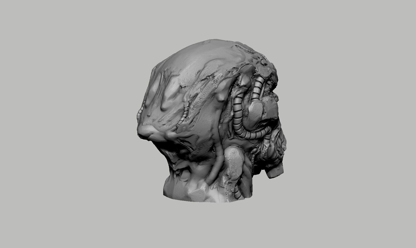 Robot deamon Headphone Stand Skull demon robot Cyborg Headset  3D print model_10