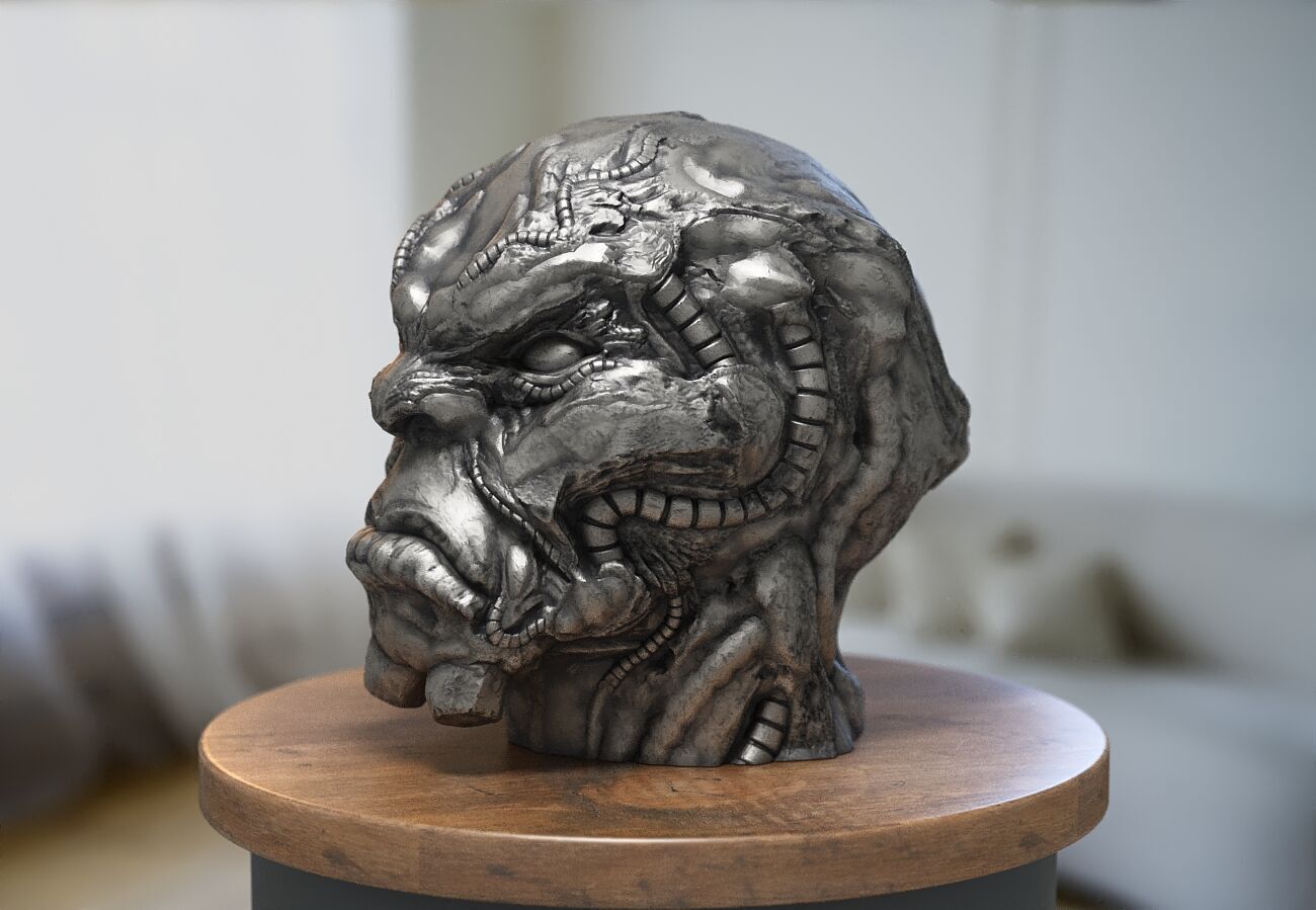 Robot deamon Headphone Stand Skull demon robot Cyborg Headset  3D print model_4