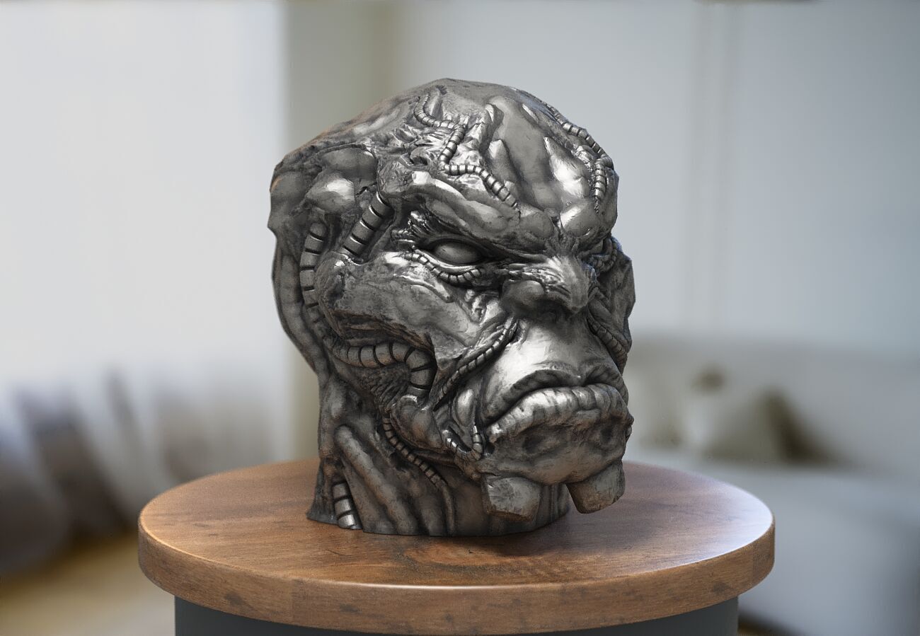 Robot deamon Headphone Stand Skull demon robot Cyborg Headset  3D print model_1