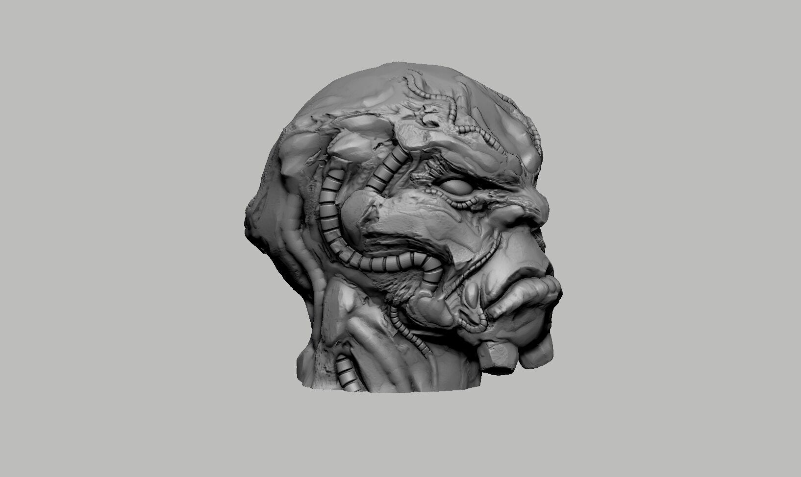 Robot deamon Headphone Stand Skull demon robot Cyborg Headset  3D print model_8