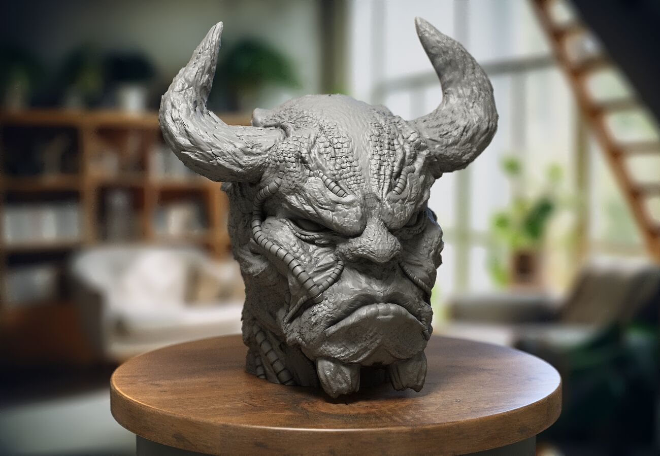 Robot deamon Headphone Stand Cyborg Headset Stand 3D print model_5