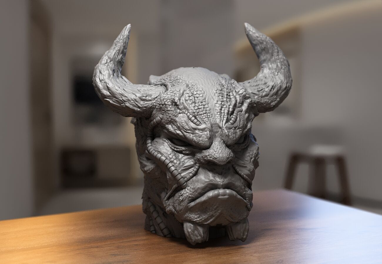 Robot deamon Headphone Stand Cyborg Headset Stand 3D print model_3