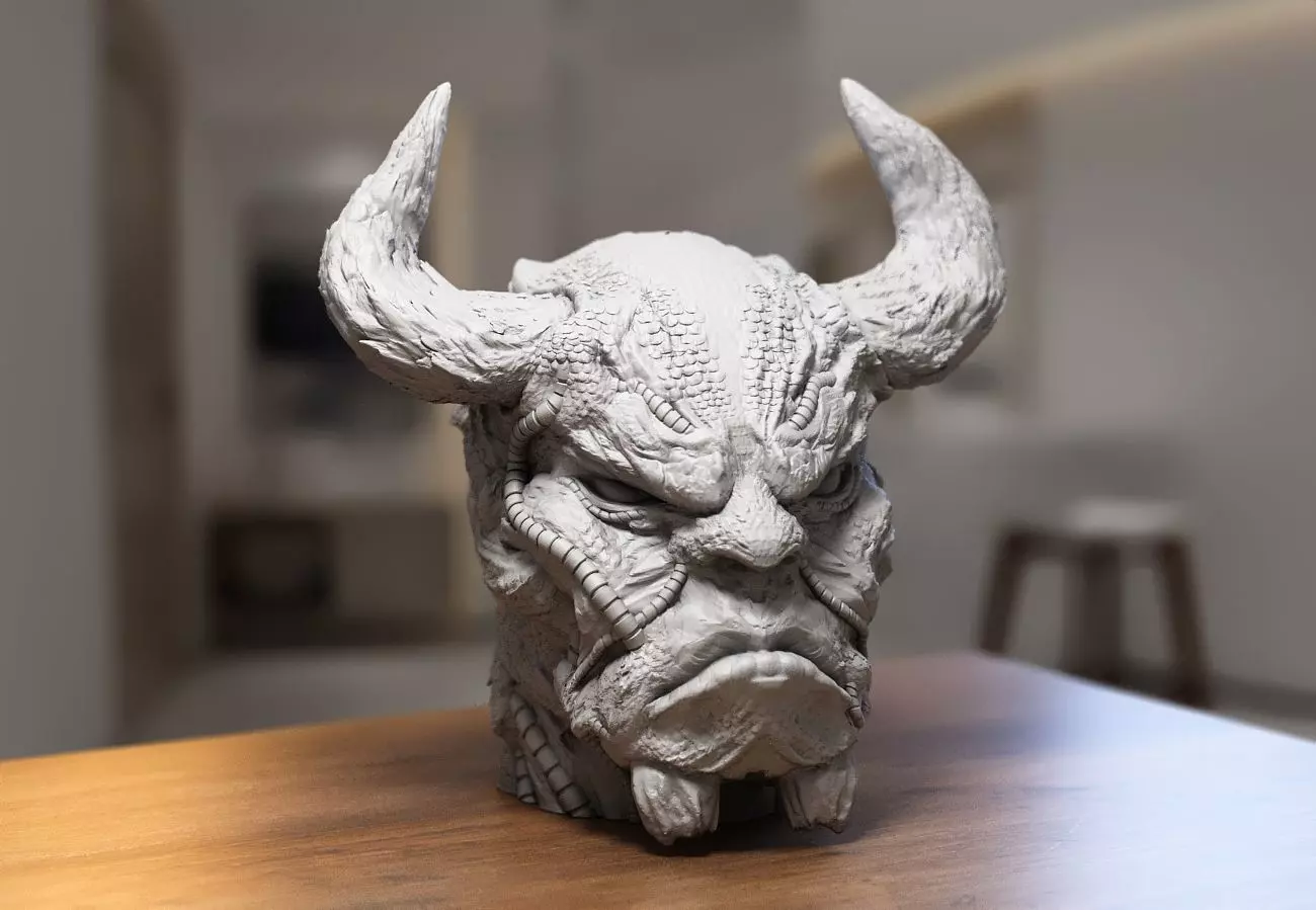 Robot deamon Headphone Stand Cyborg Headset Stand 3D print model_0