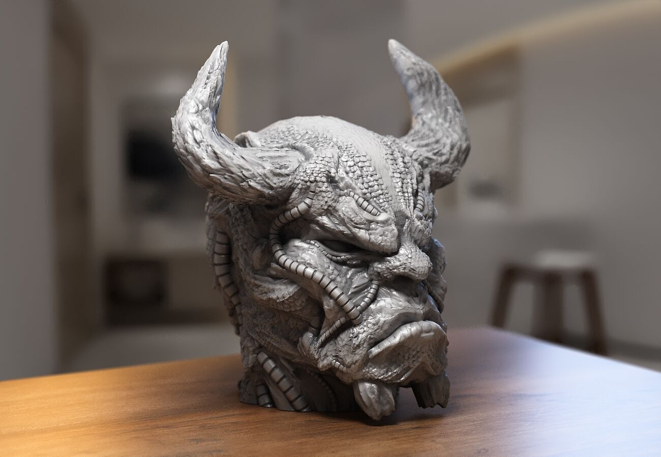 Robot deamon Headphone Stand Cyborg Headset Stand 3D print model_4