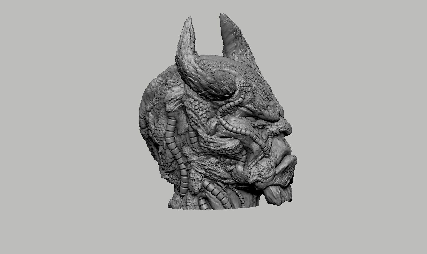 Robot deamon Headphone Stand Cyborg Headset Stand 3D print model_8