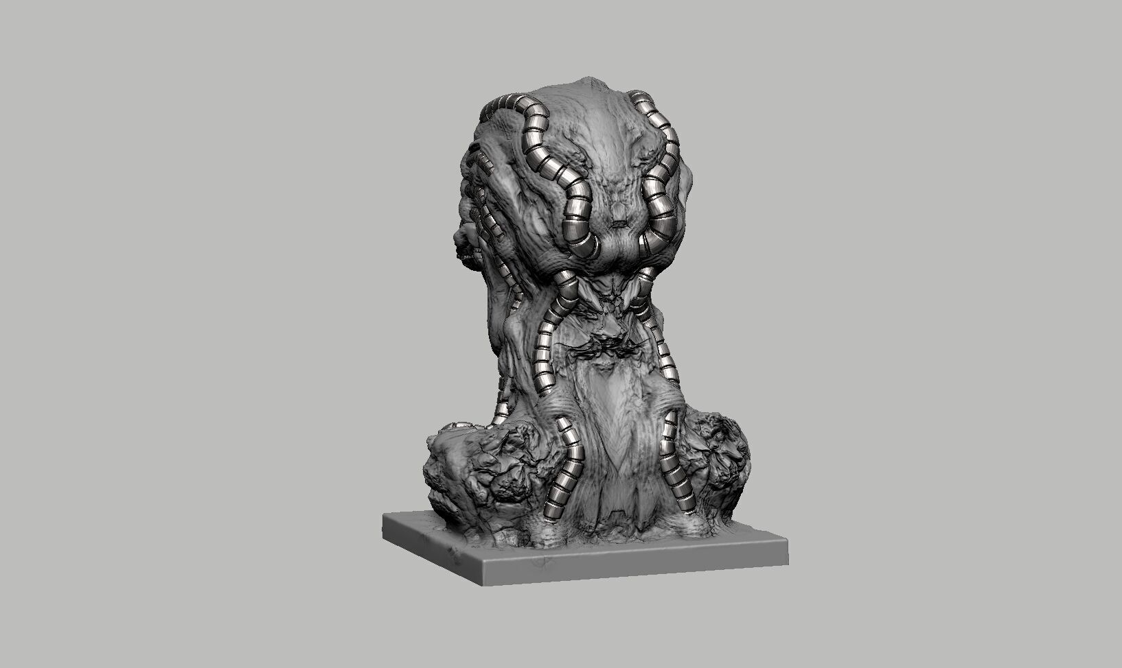 Robot Skull Headphone Stand Cyborg Headset Stand 3D print model_12