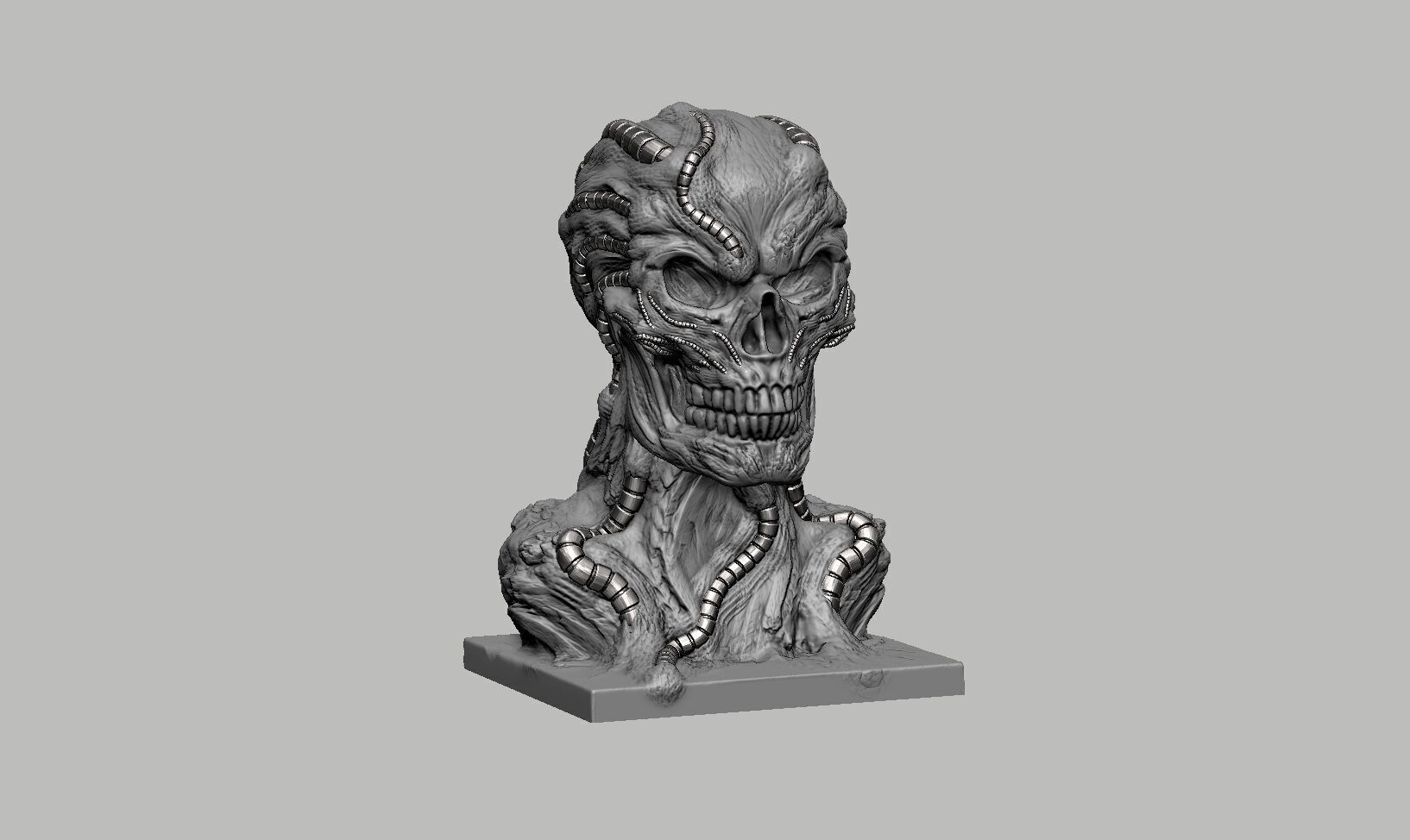 Robot Skull Headphone Stand Cyborg Headset Stand 3D print model_8