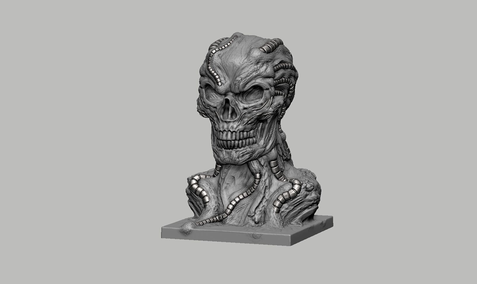 Robot Skull Headphone Stand Cyborg Headset Stand 3D print model_14