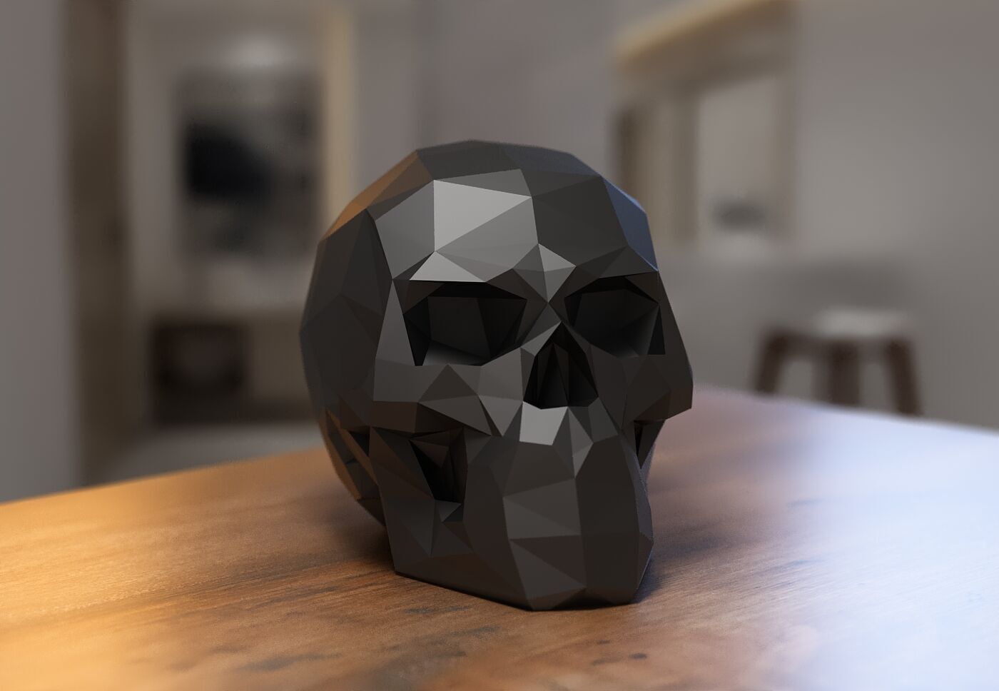 Low Poly Skull Headphone Stand Skull Headset Stand  3D print model_5