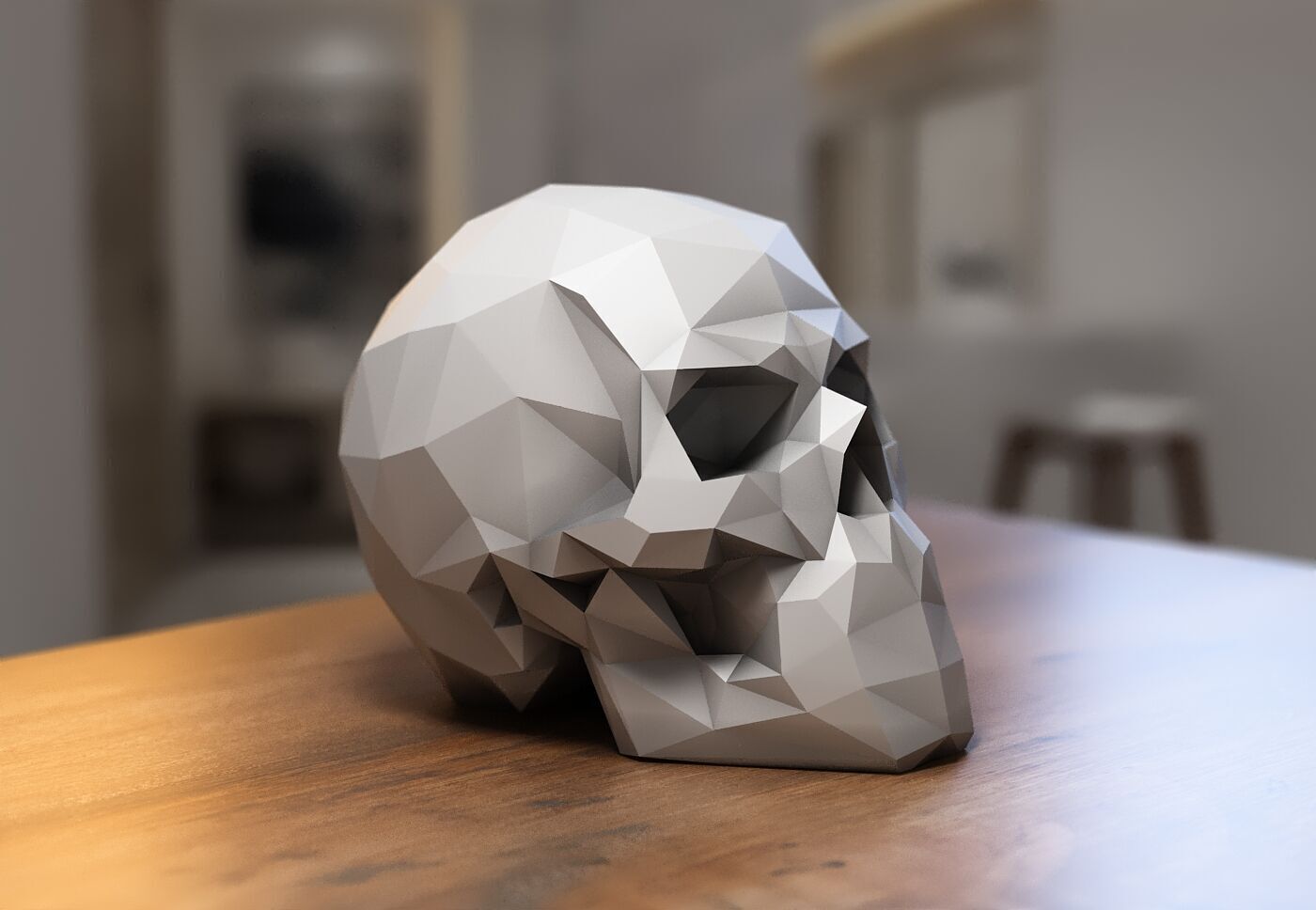 Low Poly Skull Headphone Stand Skull Headset Stand  3D print model_7