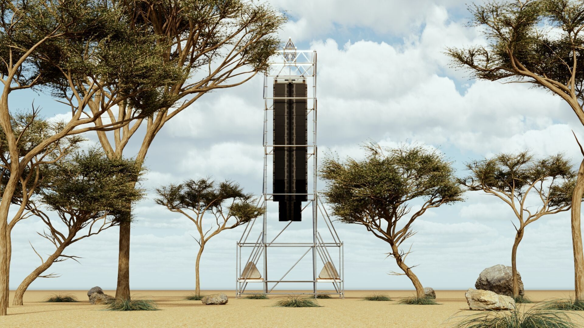 Concert Speaker Line Array Scaffolding Tower 3D model_1