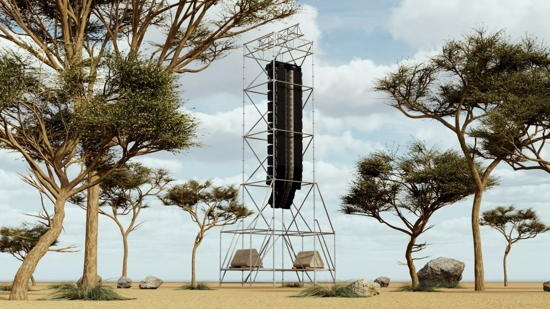 Concert Speaker Line Array Scaffolding Tower 3D model_0