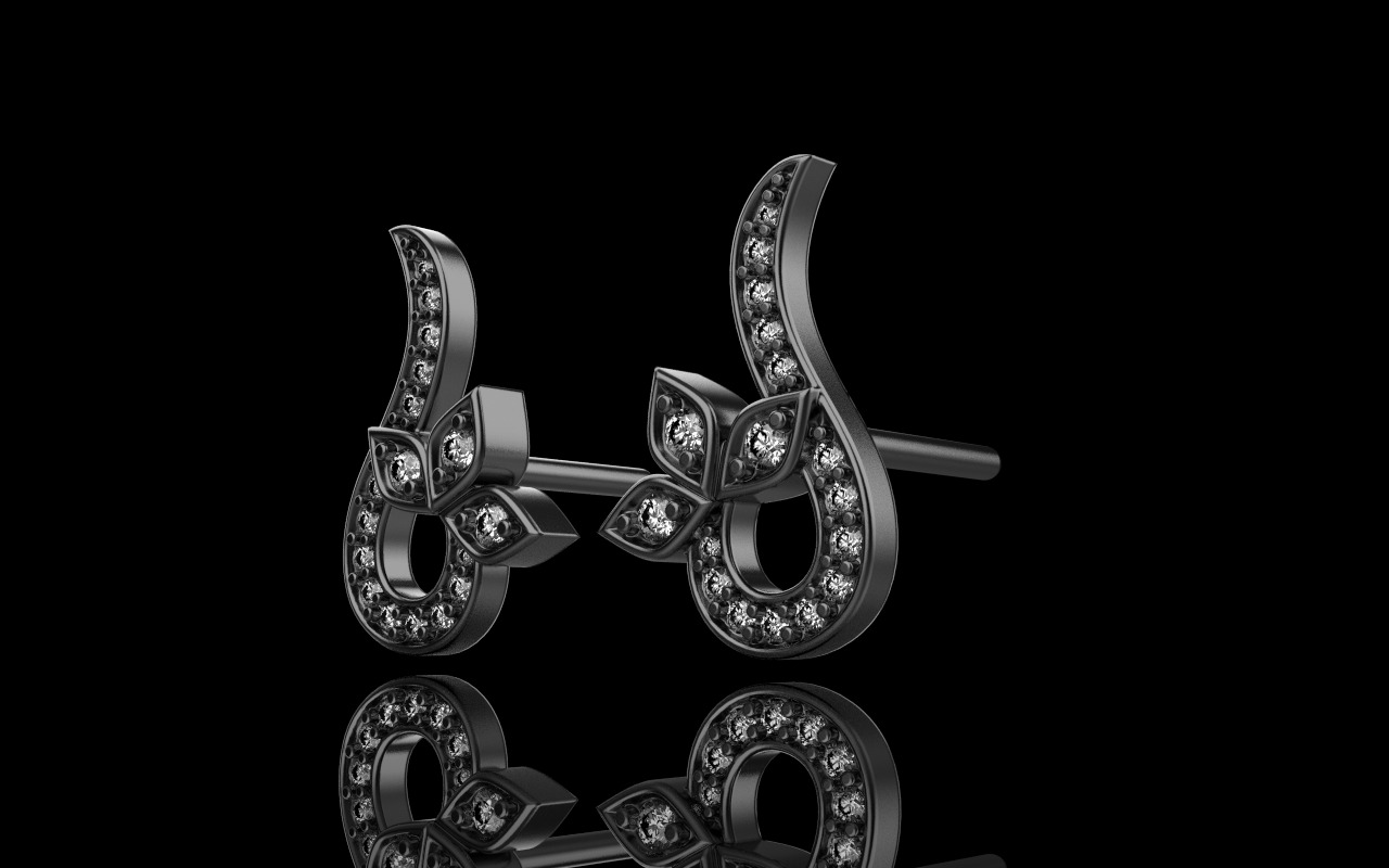 flower stud earring model 987 3D print model_26