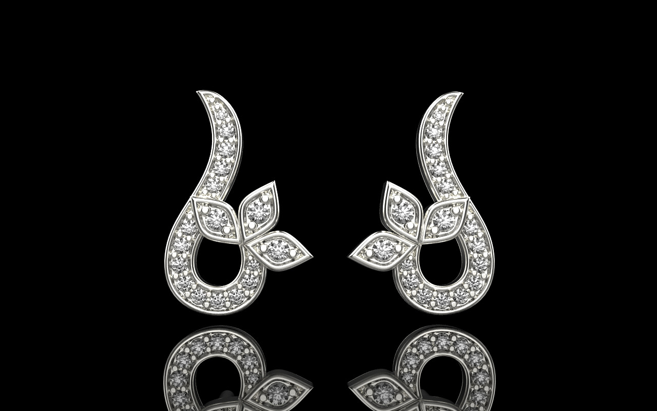 flower stud earring model 987 3D print model_15