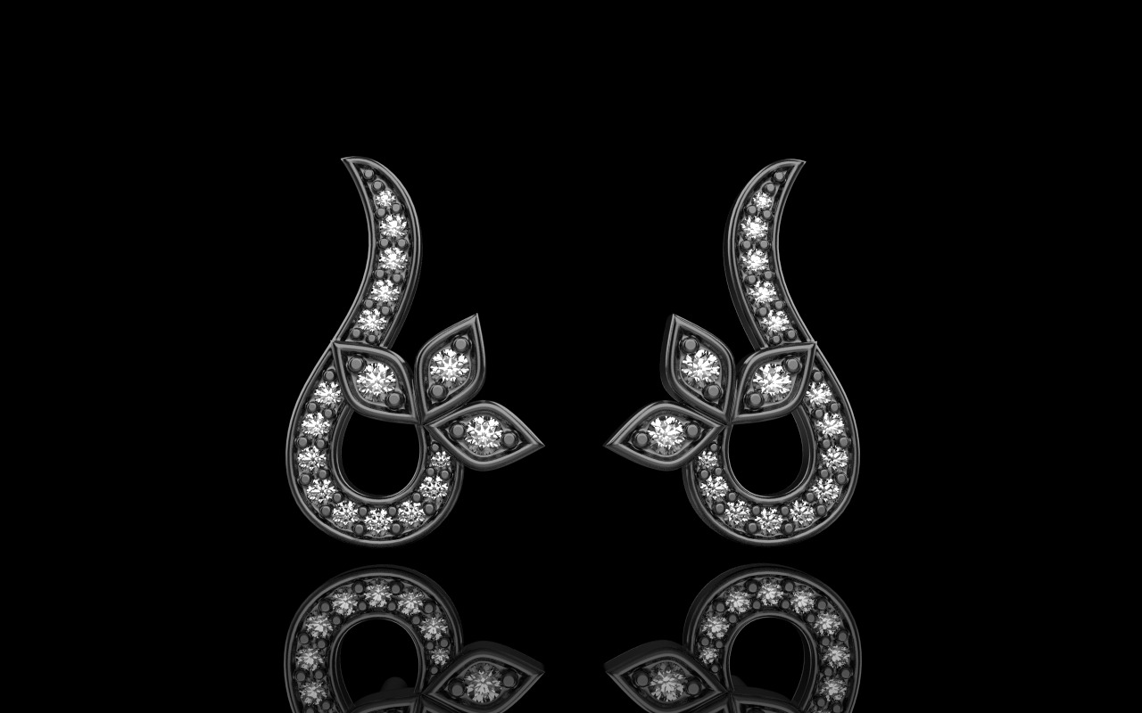 flower stud earring model 987 3D print model_14